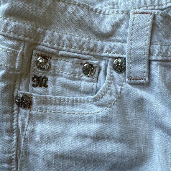 Miss Me Jeans Womens 25 White Signature Skinny Low Rise Metallic Western - Picture 5 of 9